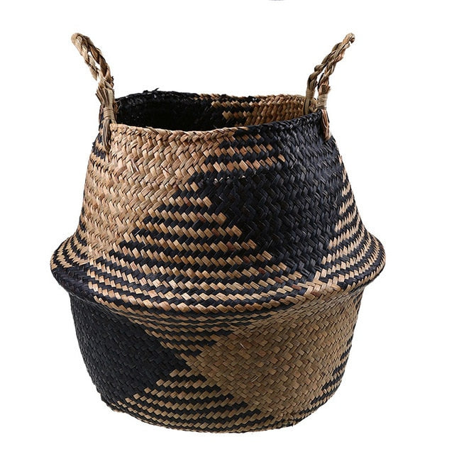 Seagrass geometric storage baskets