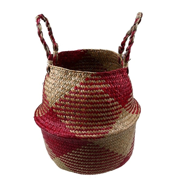 Seagrass geometric storage baskets