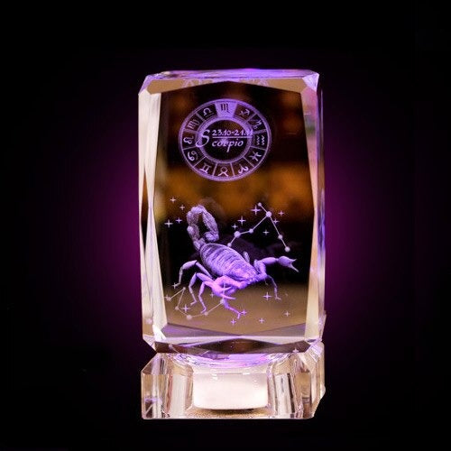 Zodiac Sign Crystal Cube Display