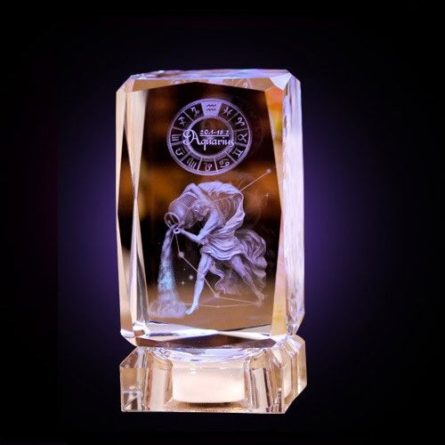 Zodiac Sign Crystal Cube Display