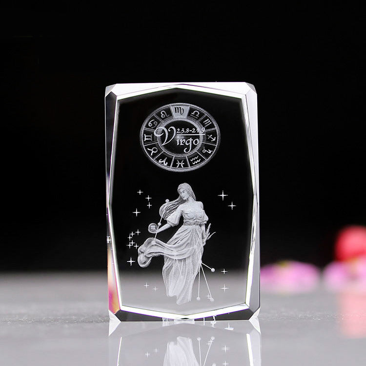 Zodiac Sign Crystal Cube Display