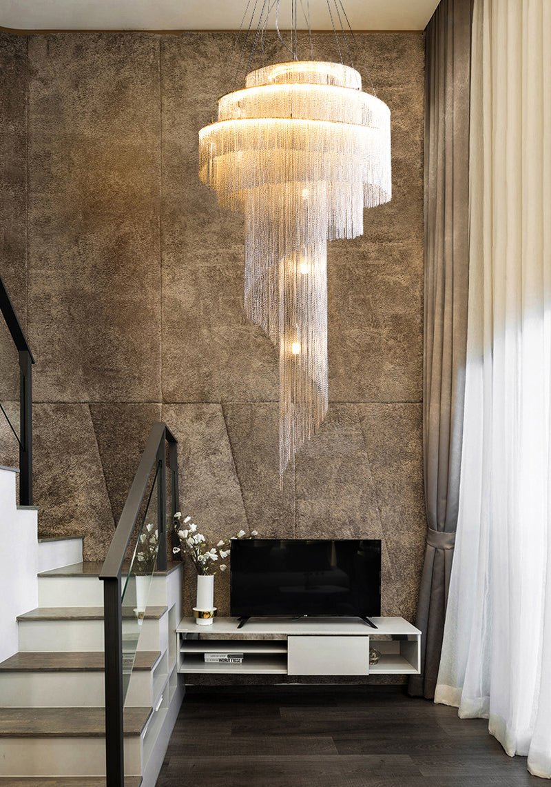 Toudon | Outstanding Silver/Gold Long Chain Chandelier