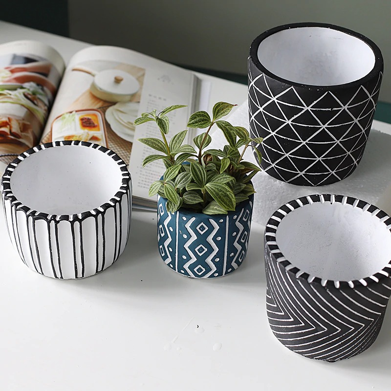 HomeQuill™ Retro Geometric Flower Pots - Nordic Side - 