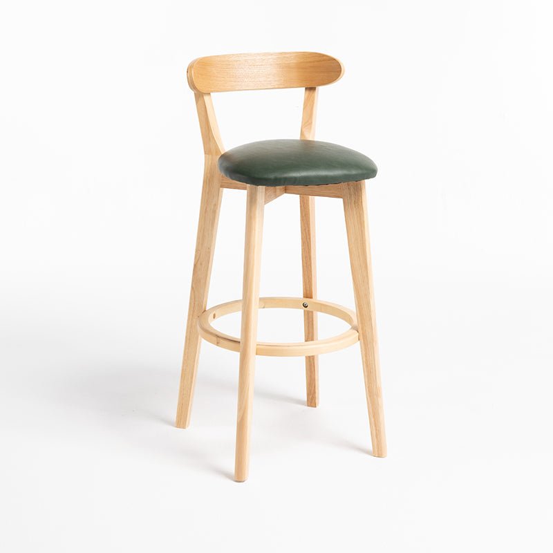 Minimalistic Nordic-Styled Bar Stool with Backrest Made of Solid Wood