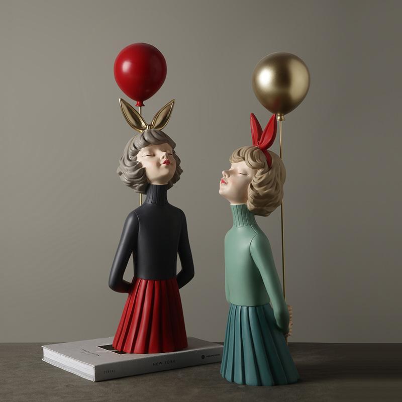 Balloon Resin Balloon Girl Statue