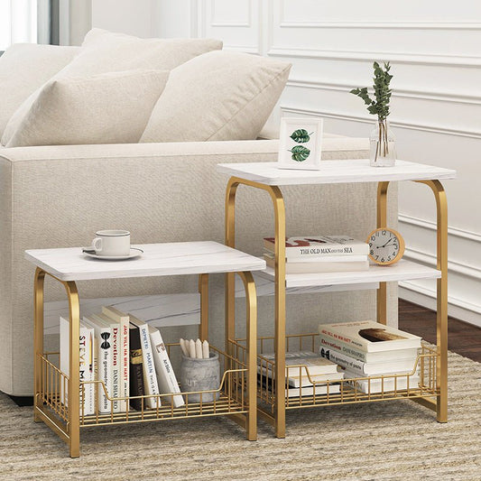 Metal Side Table with Storage