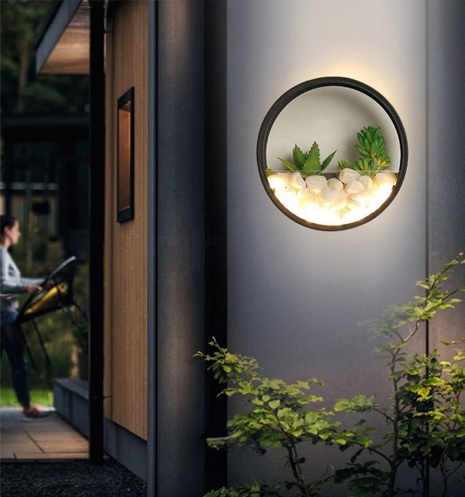 Modern Black Art Plant Outdoor Waterproof LED Wall Lamp For Garden, Porch