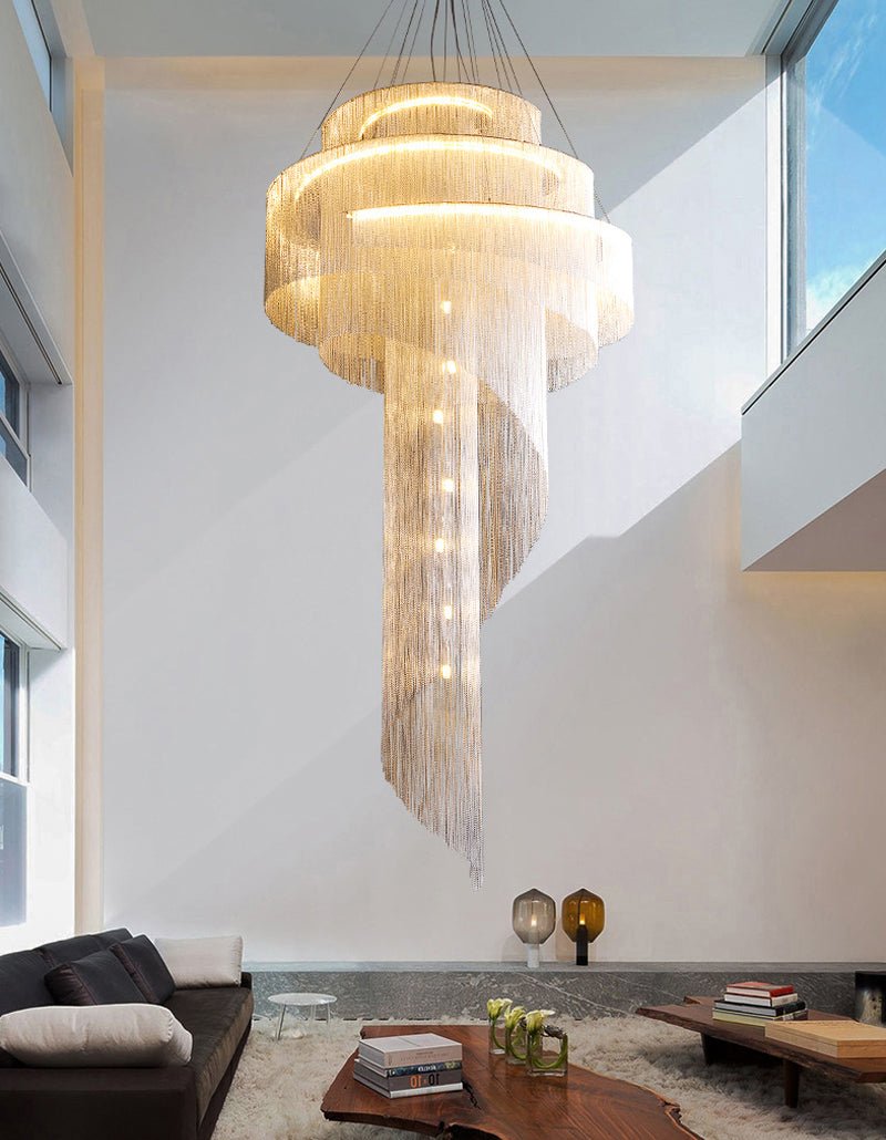 Toudon | Outstanding Silver/Gold Long Chain Chandelier