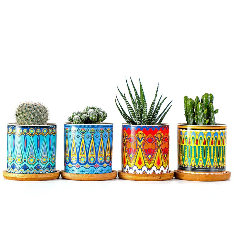 HomeQuill™ American Art Colorful Flower Pots - Nordic Side - 