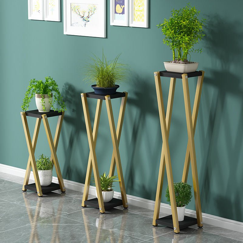 Multi-Layer Golden Flower Plant Shelves for Living Room, Balcony