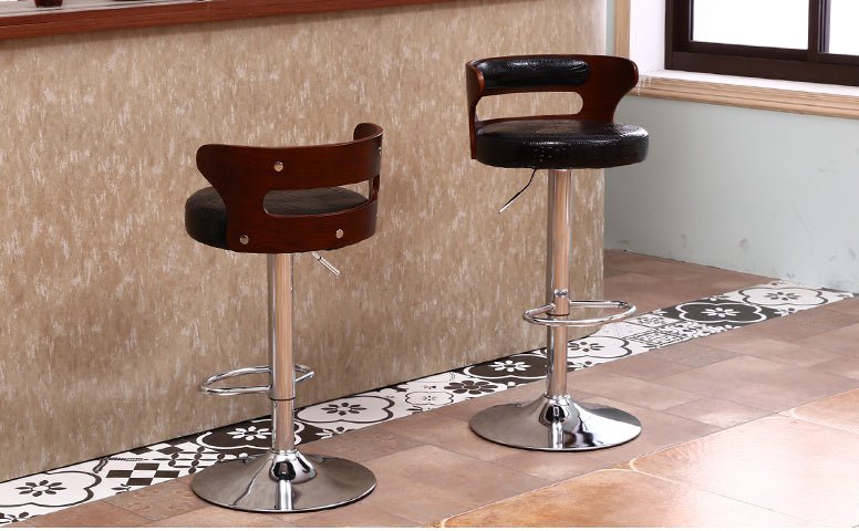 Metal Leg High Rotating Lifting Bar Stool Made of Leather