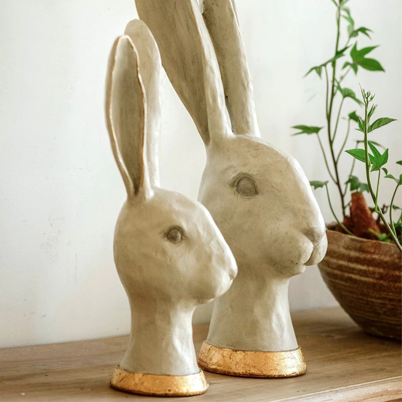 HomeQuill™ Polly Rabbit Head Statue - Nordic Side - 