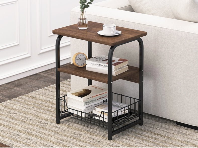 Metal Side Table with Storage