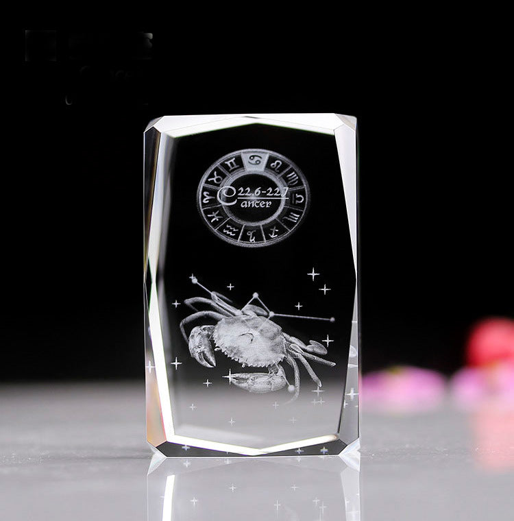 Zodiac Sign Crystal Cube Display