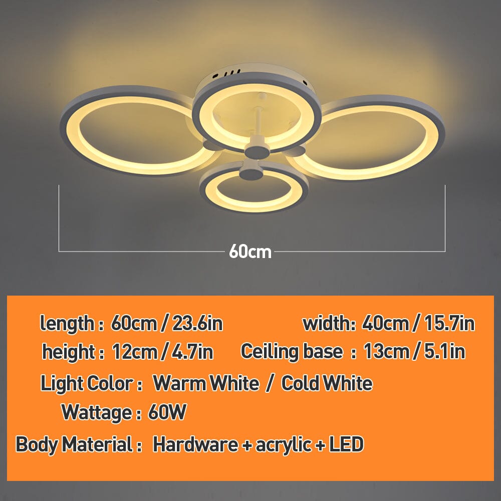 Modern Ring Acrylic Ceiling Lamp With Remote Control