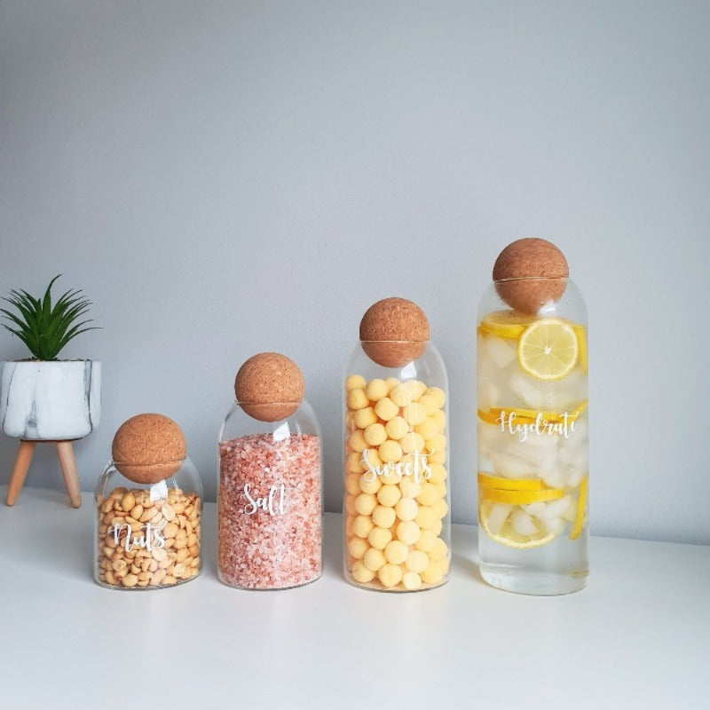 Wooden Ball Cork Storage Jar