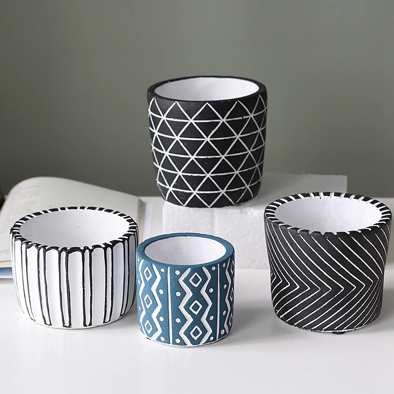 HomeQuill™ Retro Geometric Flower Pots - Nordic Side - 