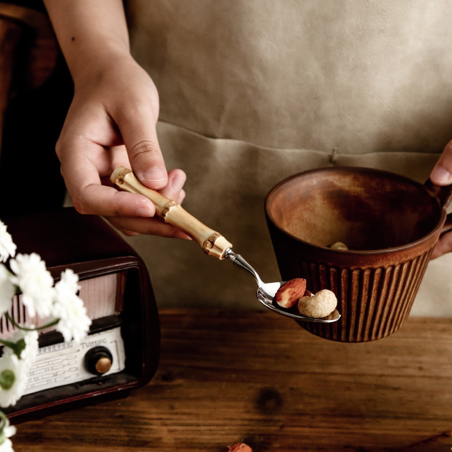 Vintage Luxury Bamboo Handle Flatware