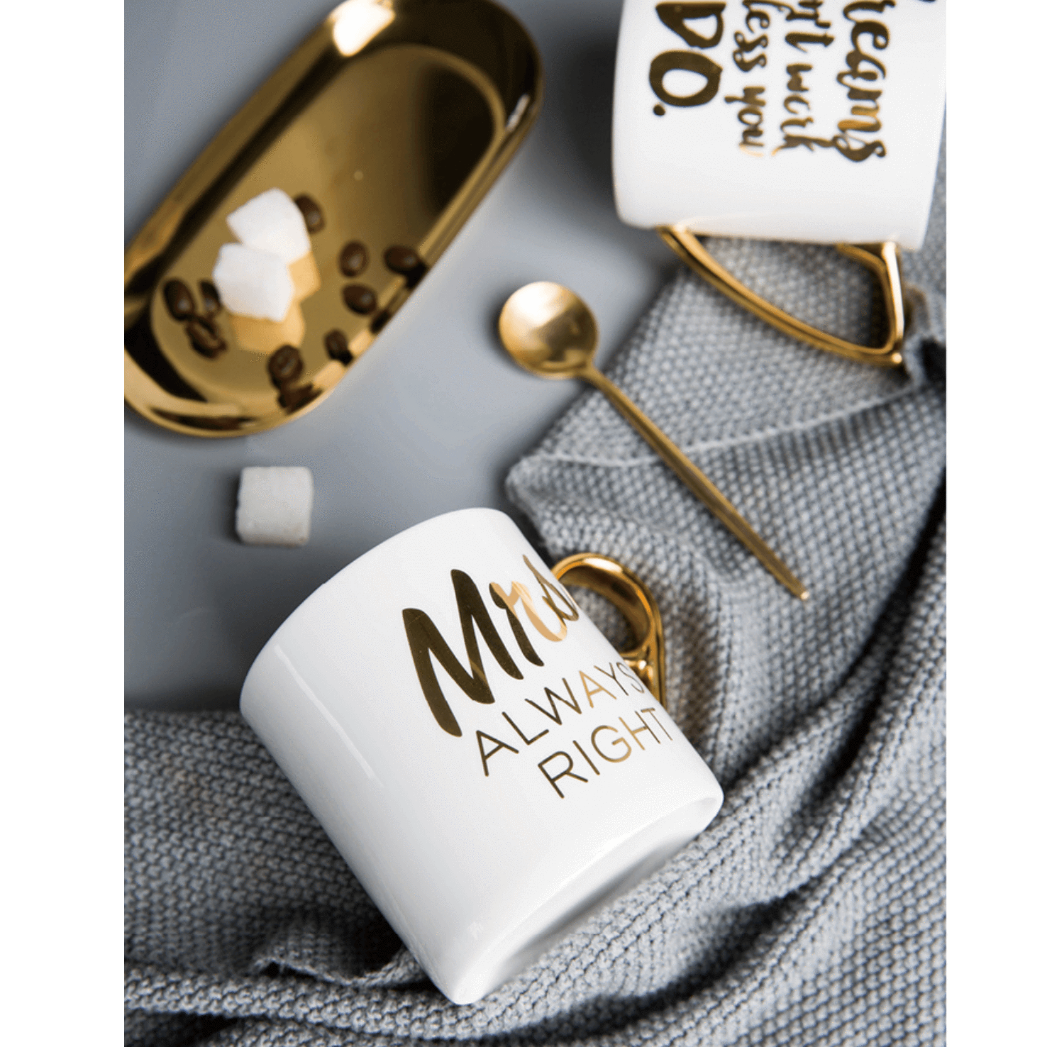 24K Gold-plated Ceramic Coffee Mugs - Nordic Side - 