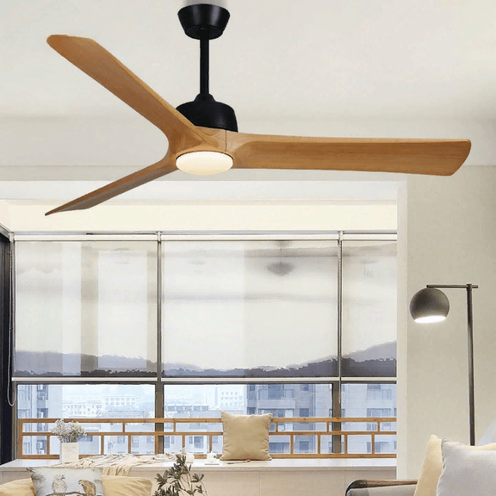 Modern Led Ceiling Fan with Remote Control made of Solid Wood