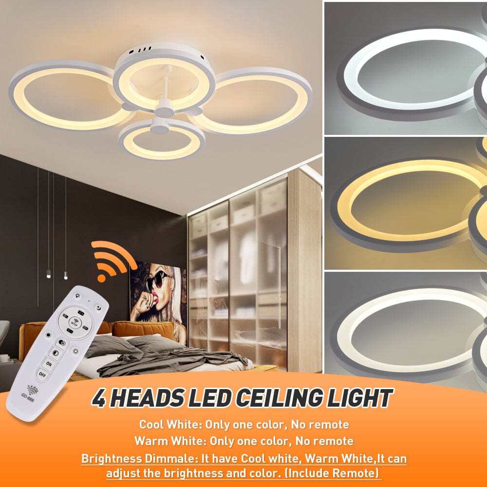 Modern Ring Acrylic Ceiling Lamp With Remote Control