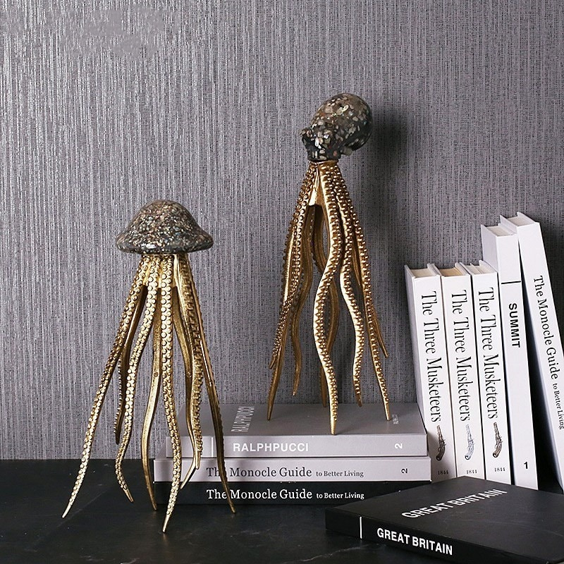 HomeQuill™ Luxury Octopus and Jellyfish Tabletop Figurine - Nordic Side - 