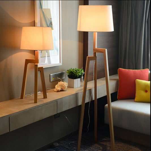 Boudry | Modern Solid Wood Floor Lamp With Light Lampshade