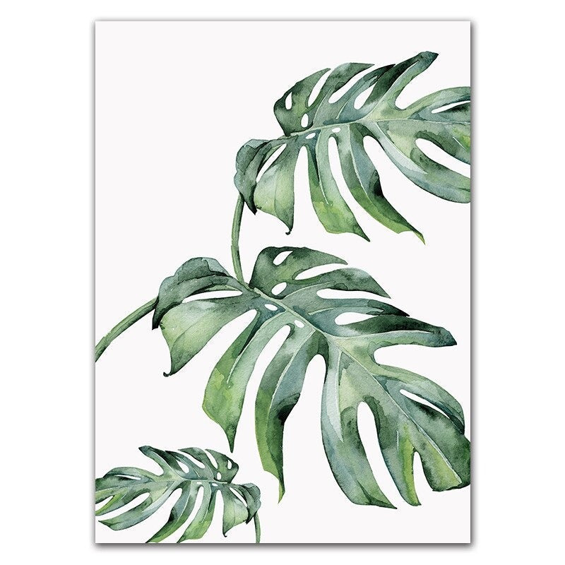 Tropical Green Leaves Wall Art