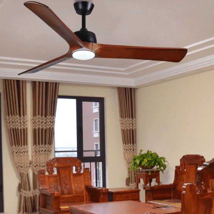 Modern Led Ceiling Fan with Remote Control made of Solid Wood