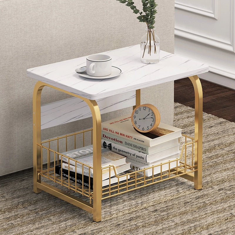 Metal Side Table with Storage