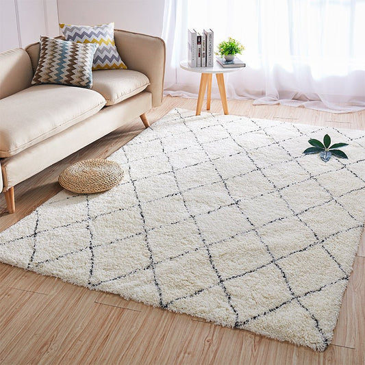 Modern White Soft Rectangle Area Carpet