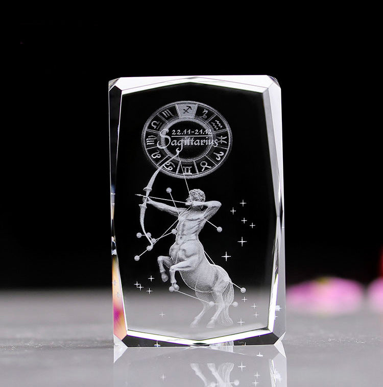 Zodiac Sign Crystal Cube Display