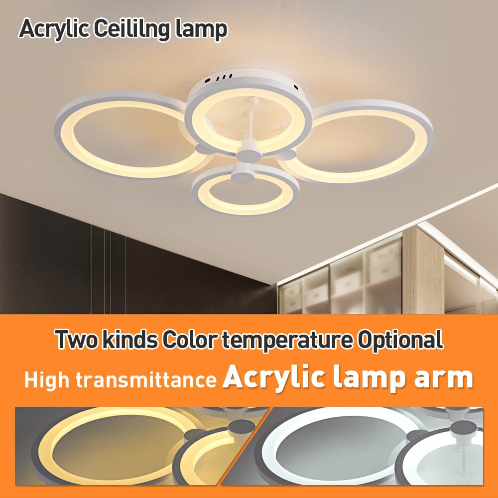 Modern Ring Acrylic Ceiling Lamp With Remote Control