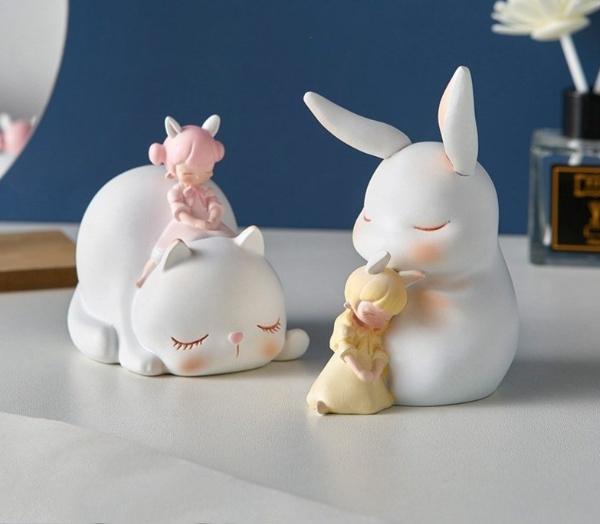 Cute Dreamy Animal Girl Decor Figurines