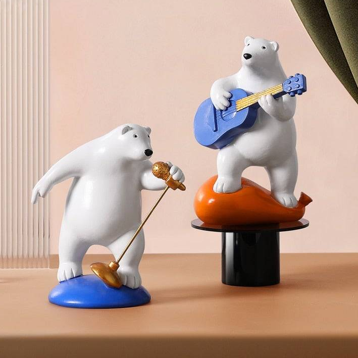 Musician Polar Bear Figurine