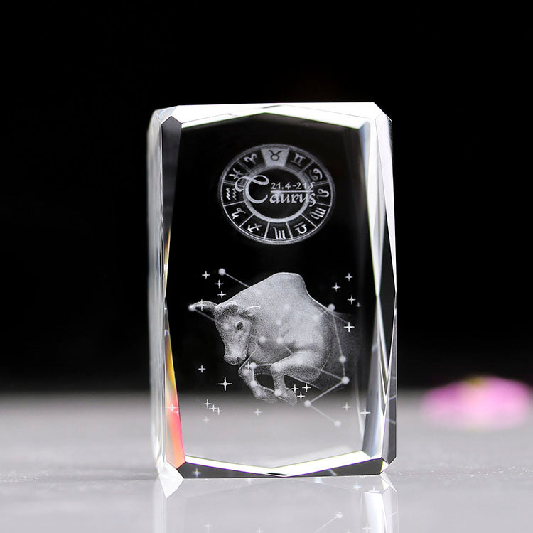 Zodiac Sign Crystal Cube Display