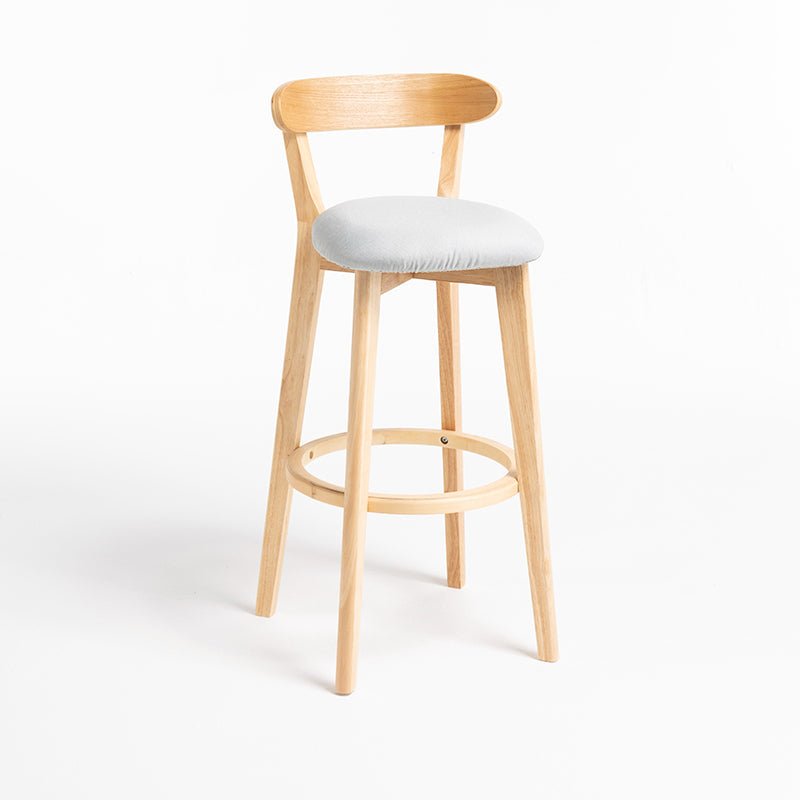 Minimalistic Nordic-Styled Bar Stool with Backrest Made of Solid Wood