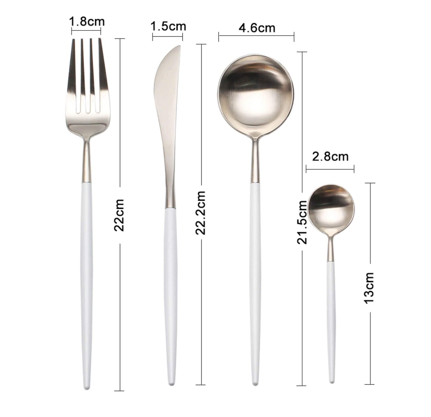 4 Pcs White & Silver Cutlery Set - Nordic Side - 