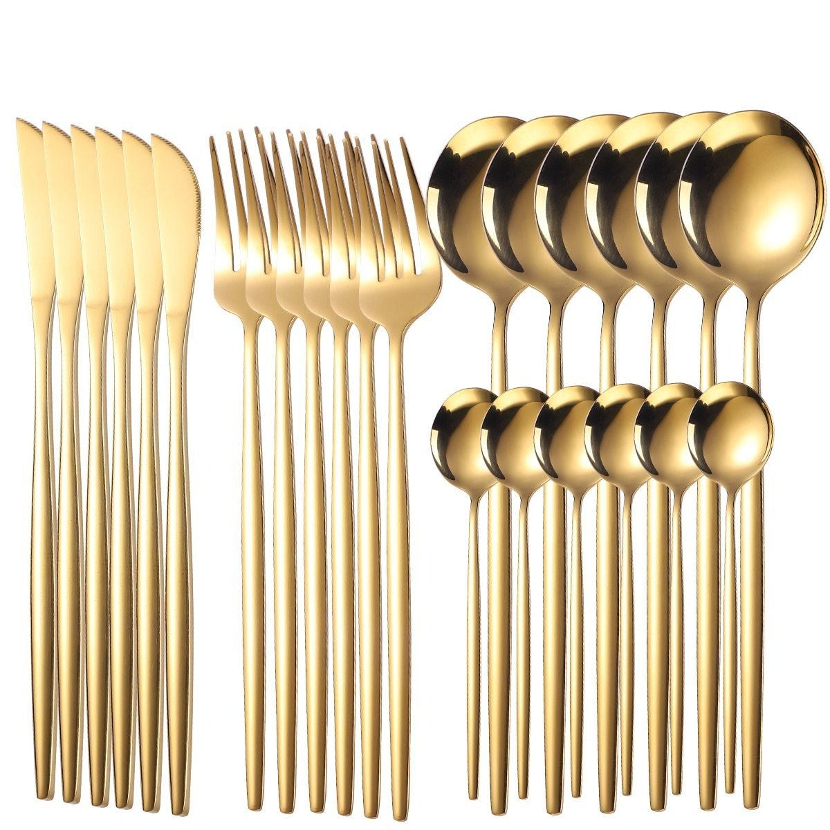 24Pcs 24-Piece Gold Flatware Set