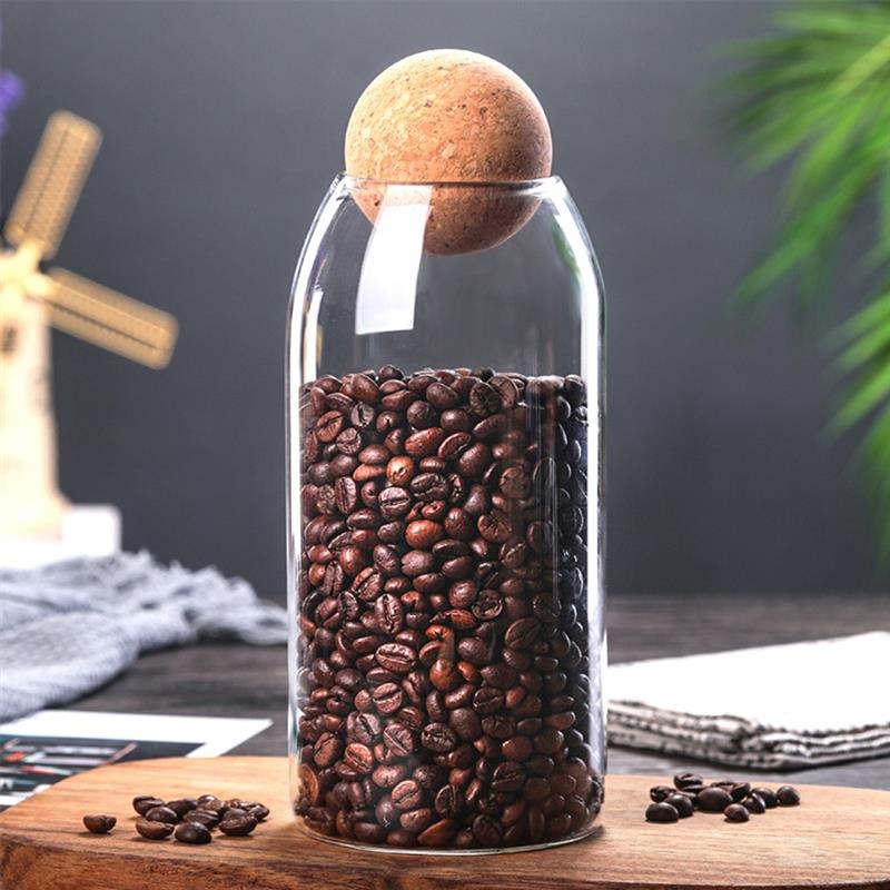 Wooden Ball Cork Storage Jar