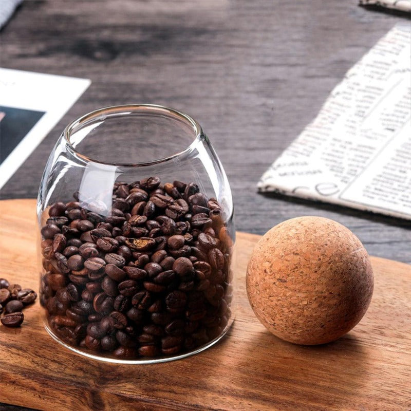 Wooden Ball Cork Storage Jar