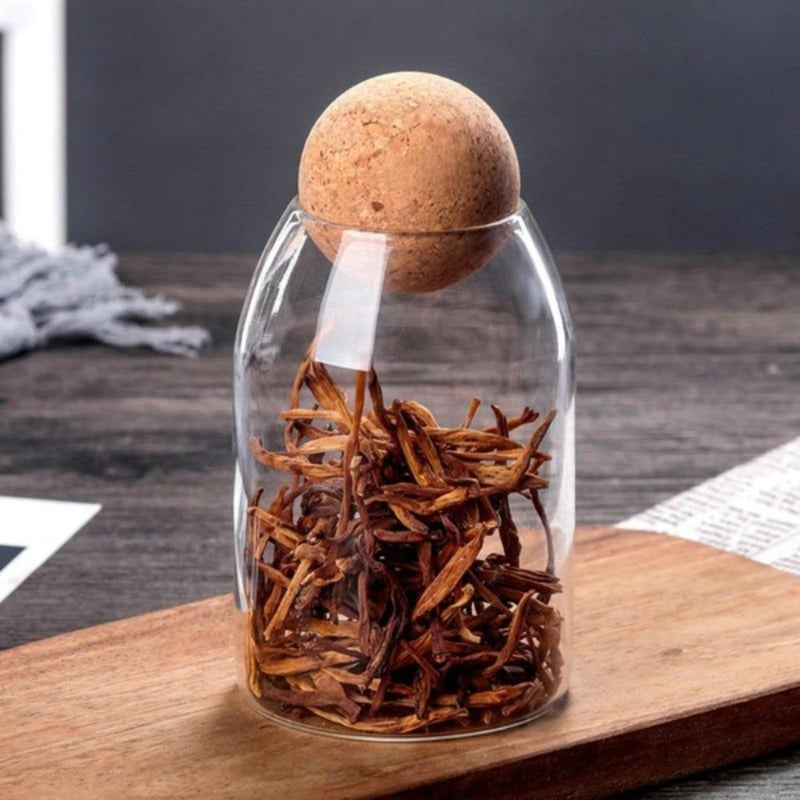 Wooden Ball Cork Storage Jar