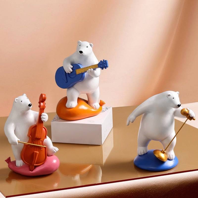 Musician Polar Bear Figurine