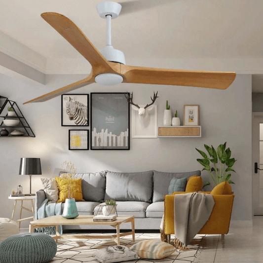 Modern Led Ceiling Fan with Remote Control made of Solid Wood