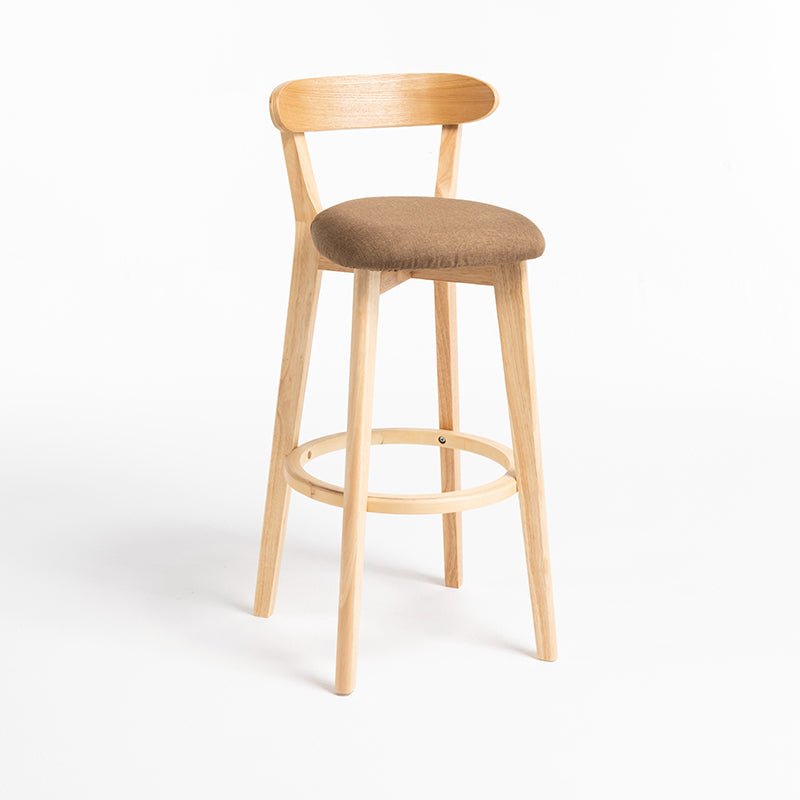 Minimalistic Nordic-Styled Bar Stool with Backrest Made of Solid Wood