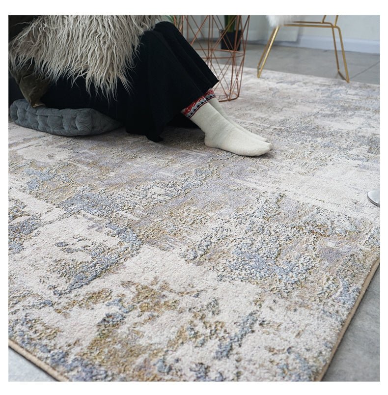 Blue/Grey/Beige Fluffy Rectangle Area Carpet