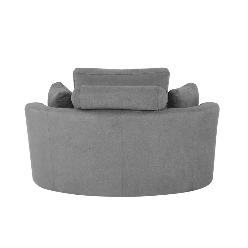 Modern Grey Sofa with a Storage and a Big Round Linen Fabric Chair for Lounge