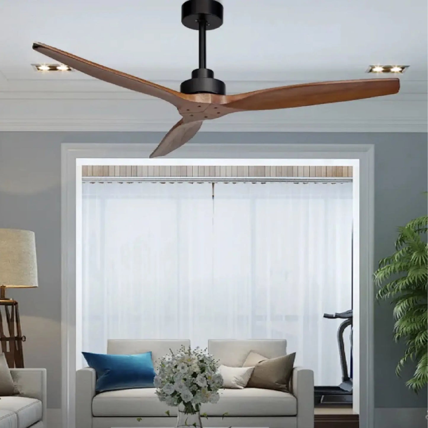 Barbona | Stylish Solid Wood Led Ceiling Fan Lamp With Remote Control