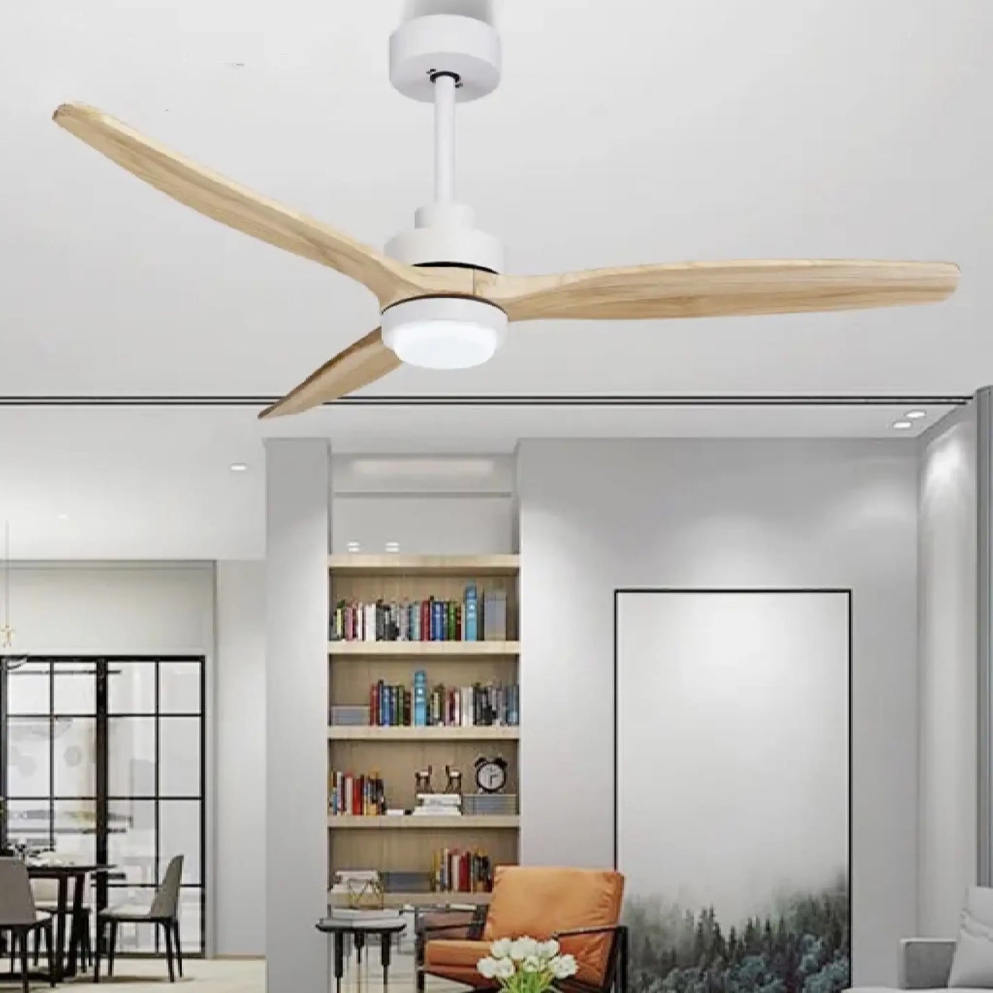 Barbona | Stylish Solid Wood Led Ceiling Fan Lamp With Remote Control