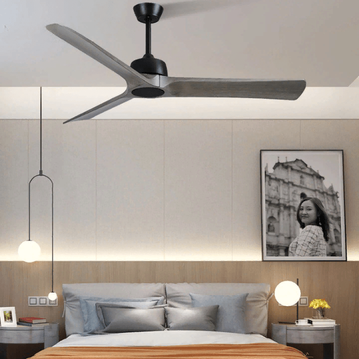 Modern Led Ceiling Fan with Remote Control made of Solid Wood